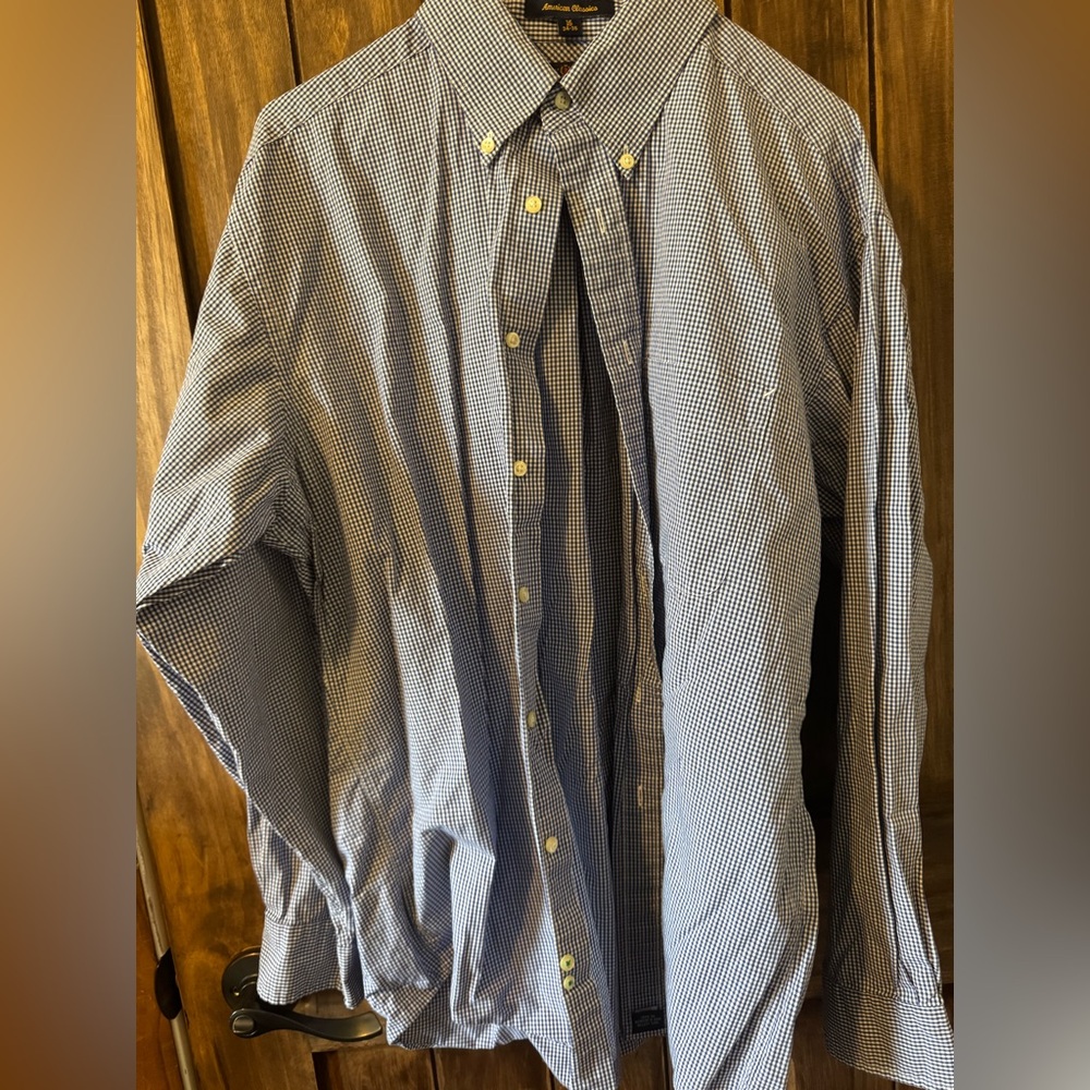 Tommy Hilfiger Shirt Blue and White Gingham Long Sleeve Button Down